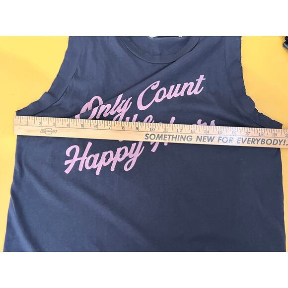 Project Social T Only Count the Happy Hours Graphic Tank Top Brown Women's L NWT - Picture 7 of 8